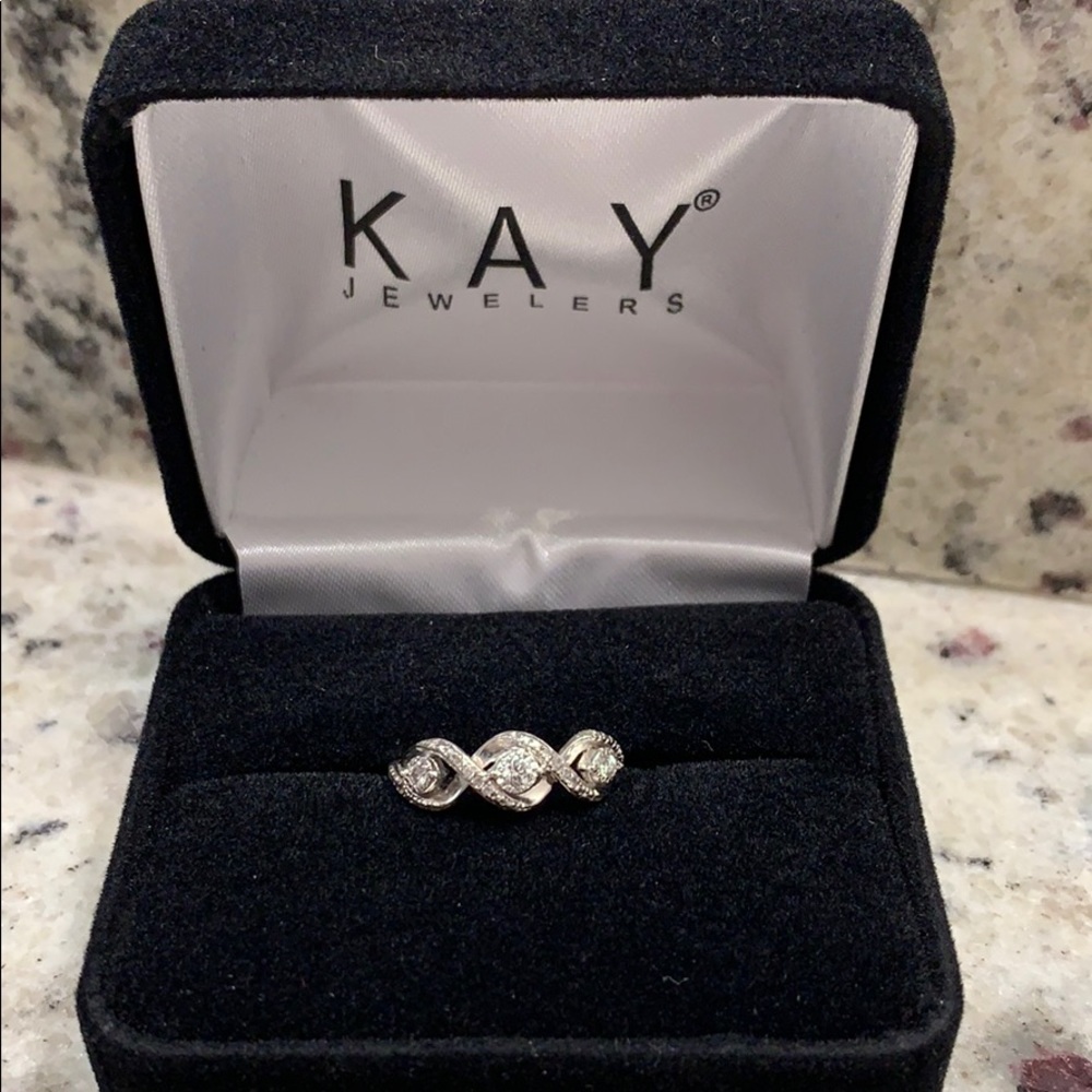 Silver Ring with Diamonds (Size 4.25)